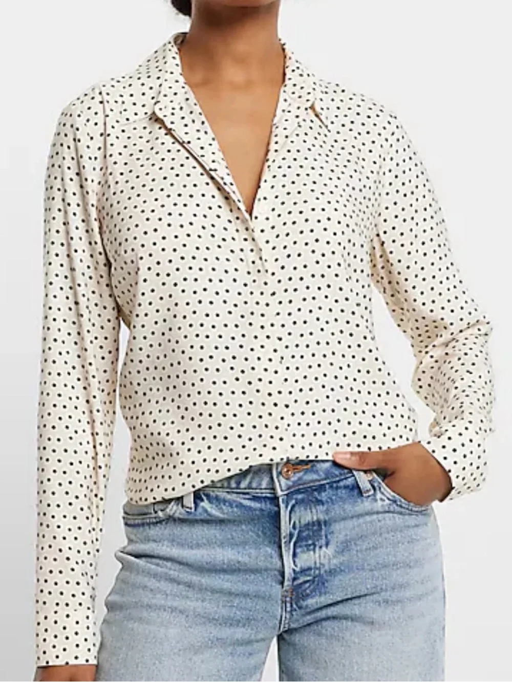 EXPRESS Polka Dot Portofino Shirt Buttery Soft!